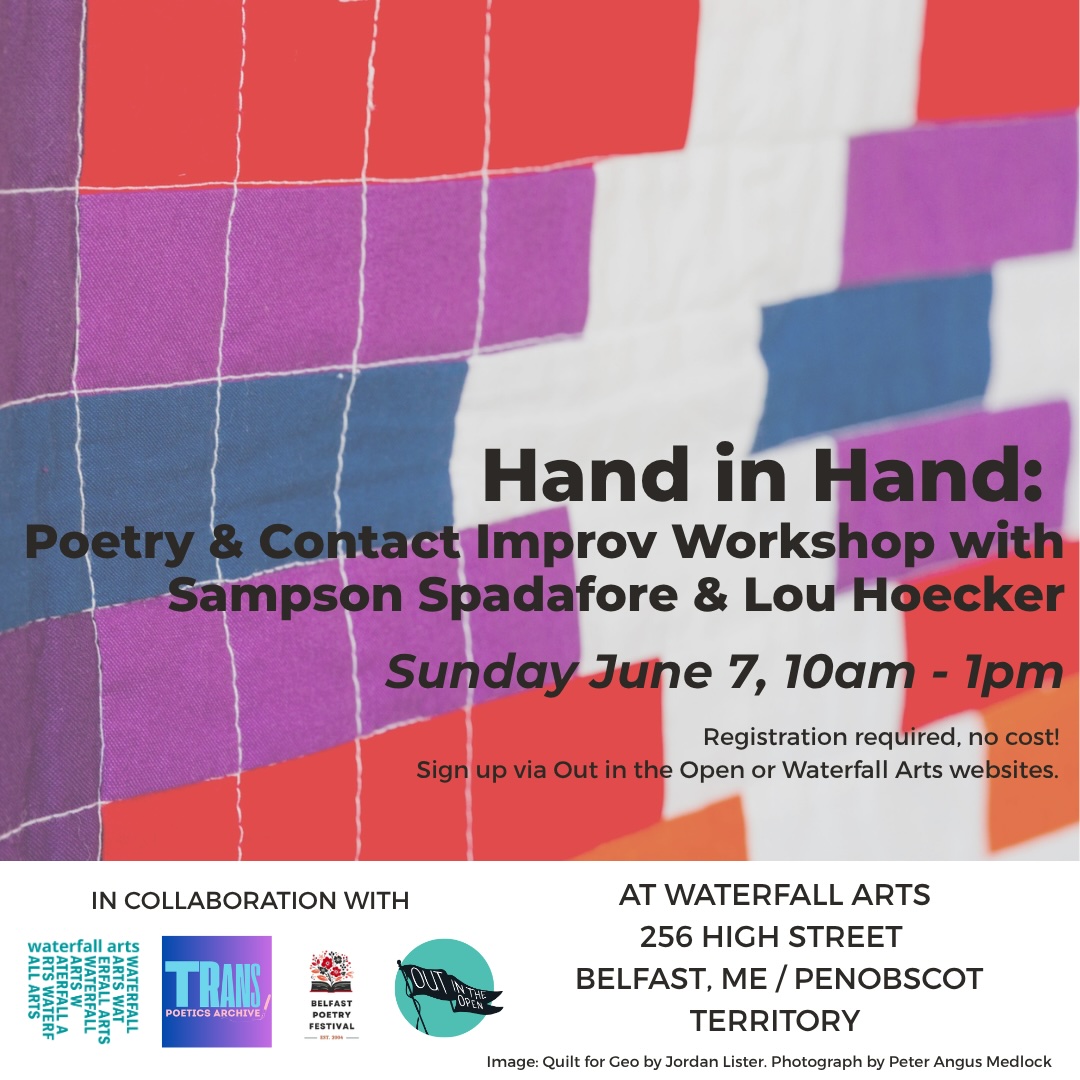 photo of a person wrapped in a quilt in the ocean sharing details for a transgender textile show in New York City in April